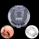 Clipe Dilatador Nasal Magnético Antirronco nasal clip shown in clear case with close-ups of use and product details.