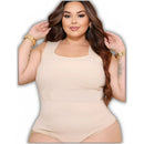 Body BellaCurve™ Plus Size – Modelador com Decote Quadrado em Tecido Ana Ruga