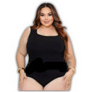 Body BellaCurve™ Plus Size – Modelador com Decote Quadrado em Tecido Ana Ruga

