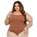 Body BellaCurve™ Plus Size – Modelador com Decote Quadrado em Tecido Ana Ruga