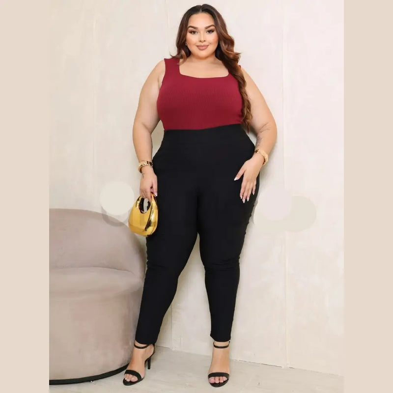 Body BellaCurve™ Plus Size – Modelador com Decote Quadrado em Tecido Ana Ruga