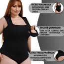 Body BellaCurve™ Plus Size – Modelador com Decote Quadrado em Tecido Ana Ruga