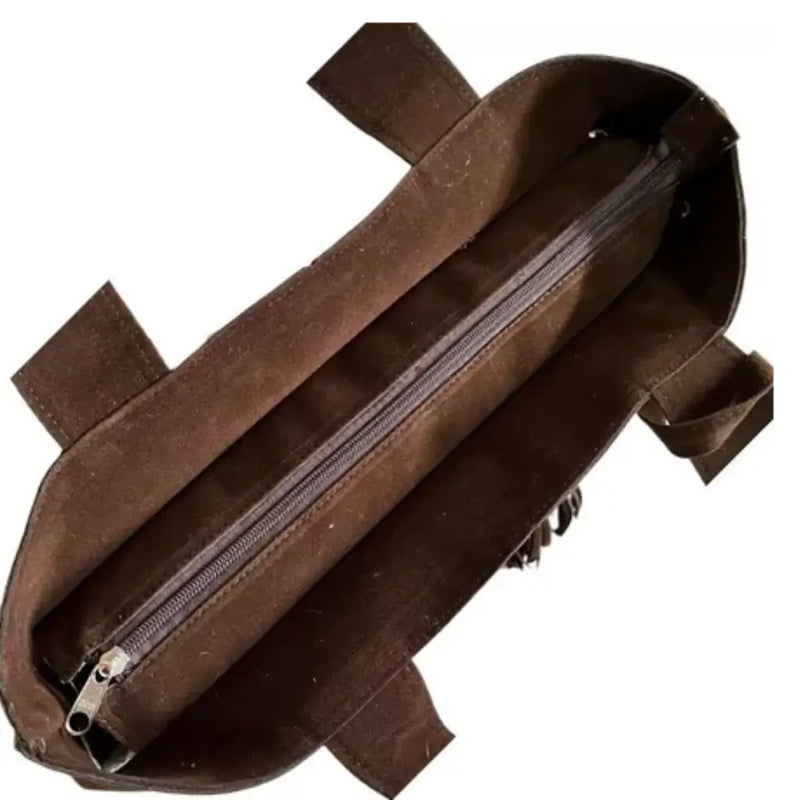 Bolsa Feminina de Camurça Sintética com Franjas Estilo Boho Chic | Tendência Inverno 2025