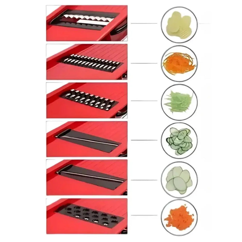 SlicePro™ – Fatiador Multiuso com 6 Lâminas, Recipiente de 1,5L e Protetor de Mãos