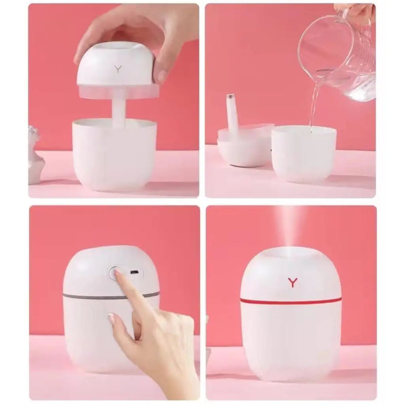 Umidificador de Ar Portátil com LED | FreshVibe 220™ – Silencioso, Compacto e Recarregável